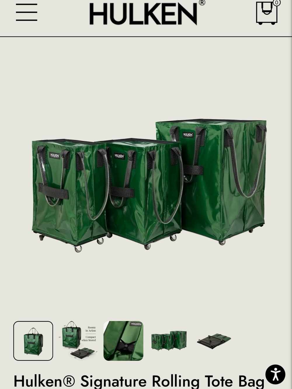 Hulken Metalliac Green  Signature Rolling Tote Bag - Picture 4 of 13